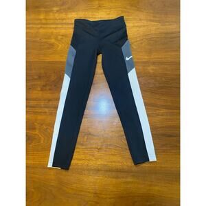 Black White Nike Girls Dri-FIT Trophy Leggings | Gym Running Exercise  (Girls M)